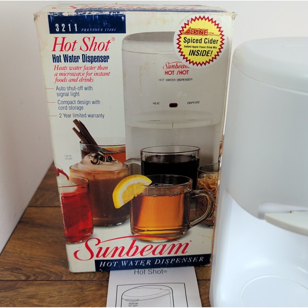 Vintage Sunbeam Hot Shot Hot Water Dispenser 3211 White Tested Works Great w/Box - Picture 4 of 16